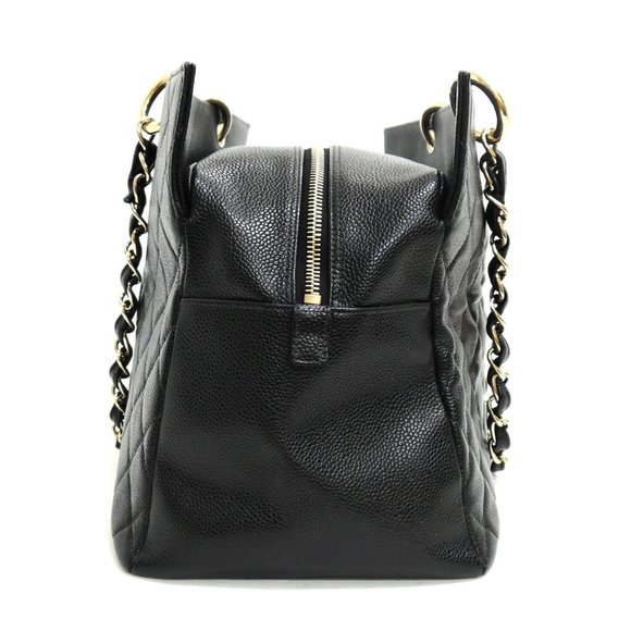 MINT! CHANEL BLACK CAVIAR SKIN TOTE BAG w/ CARD! - Picture 3 of 13